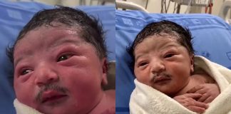 #VIDEO // ¿Bebé nace con bigote? Destapan la verdad detrás del video viral Captura del video viral de un recién nacido con un supuesto bigote, el cual fue generado por herramientas de inteligencia artificial.