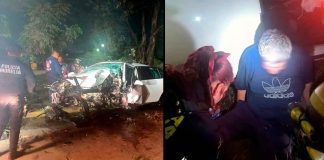 Auto choca contra árbol en el Libramiento Poniente de Morelia; hay un lesionado Automóvil destrozado de la parte frontal tras chocar contra un árbol sobre el camellón central del Libramiento Poniente de Morelia, Michoacán.