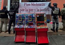 Desmantelan red de financiamiento criminal con decomiso de 97 máquinas tragamonedas en La Piedad Máquinas tragamonedas aseguradas por autoridades de seguridad durante cateos en La Piedad, Michoacán.