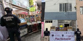 Guardia Civil apoya en cateos donde aseguran 64 máquinas tragamonedas en Morelia