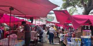 Comerciantes del tianguis de la Calzada del Panteón reportan bajas ventas por operativo contra marcha del FNLS