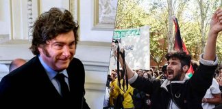 Protestas en Madrid contra la visita del presidente Javier Milei El presidente argentino Javier Milei junto a la presidenta de la Comunidad de Madrid, Isabel Díaz Ayuso, durante su reunión diplomática en España.