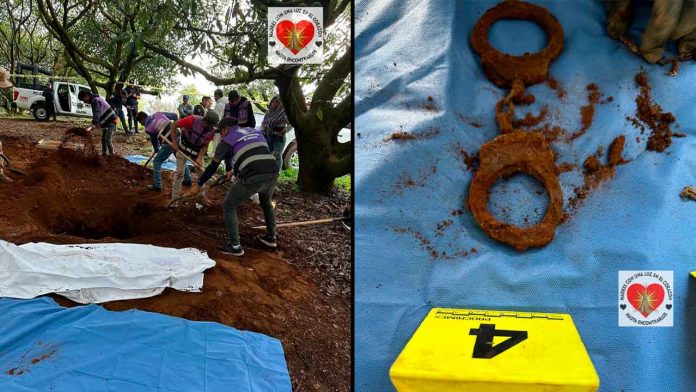 localizan-osamenta-humana-fosa-cutzato-uruapan Colectivo de madres buscadoras y autoridades en operativo de búsqueda en una huerta de aguacate de Uruapan.
