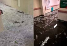 #VIDEO // Intensa tormenta de granizo inunda pasillos del Hospital No. 6 del IMSS en Ciudad Juárez