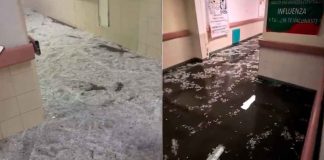 #VIDEO // Intensa tormenta de granizo inunda pasillos del Hospital No. 6 del IMSS en Ciudad Juárez