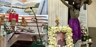 #VIDEO // Frente al altar de la tragedia: velan a párroco en el mismo lugar donde murió Ceremonia de velación y misa del sacerdote Patricio Sánchez en la iglesia del Perpetuo Socorro en Guayaquil, Ecuador, con el altar rodeado de arreglos florales blancos.