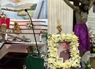 #VIDEO // Frente al altar de la tragedia: velan a párroco en el mismo lugar donde murió Ceremonia de velación y misa del sacerdote Patricio Sánchez en la iglesia del Perpetuo Socorro en Guayaquil, Ecuador, con el altar rodeado de arreglos florales blancos.