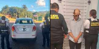 Policía Morelia recupera vehículo con reporte de robo y detiene a su conductor Patrulla de la Policía Morelia resguarda un automóvil Chevrolet Beat recuperado tras un operativo de seguridad sobre la antigua carretera a Pátzcuaro en Michoacán.