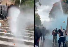 #VIDEO // Policías reprimen con gas y agua protesta por contaminación hídrica en Jalisco