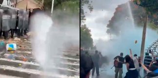 #VIDEO // Policías reprimen con gas y agua protesta por contaminación hídrica en Jalisco