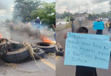Con quema de llantas y bloqueo carretero denuncian desaparición de 4 personas en Buenavista