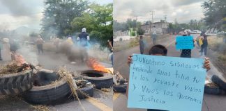 Con quema de llantas y bloqueo carretero denuncian desaparición de 4 personas en Buenavista