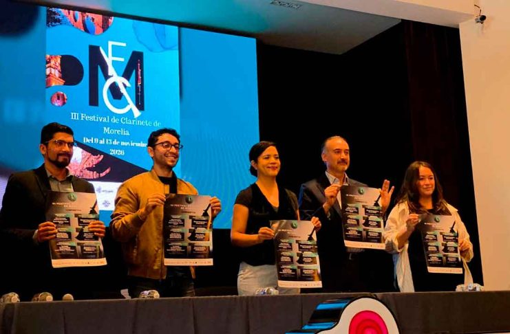 Alista Morelia tercera edición del Festival de Clarinete; será del 9 al 13 de noviembre Músicos y organizadores durante el anuncio de la tercera edición del Festival de Clarinete de Morelia en el Centro Cultural Clavijero.