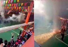 #VIDEO // “Torito” pirotécnico se sale de control y deja alumnos heridos en Veracruz